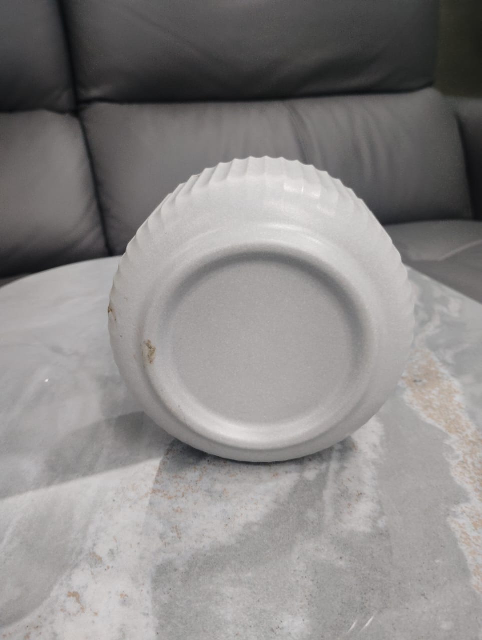 Ribbed White Round Planter – Minimal Decorative Bowl Pot