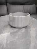Ribbed White Round Planter – Minimal Decorative Bowl Pot