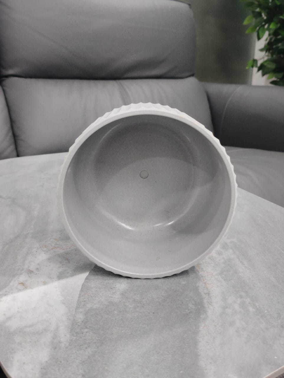 Ribbed White Round Planter – Minimal Decorative Bowl Pot