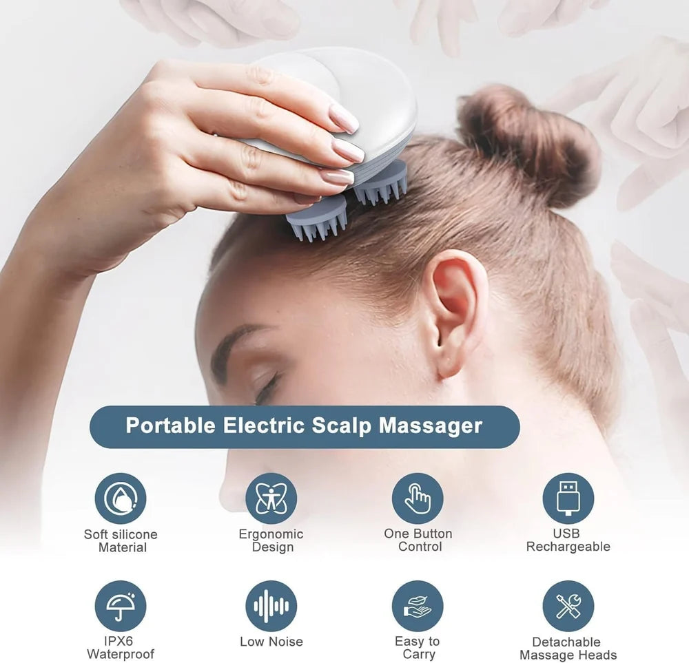 Head Massager Vibrating Machine 4 Heads Electric Head Massager for Scalp and Body