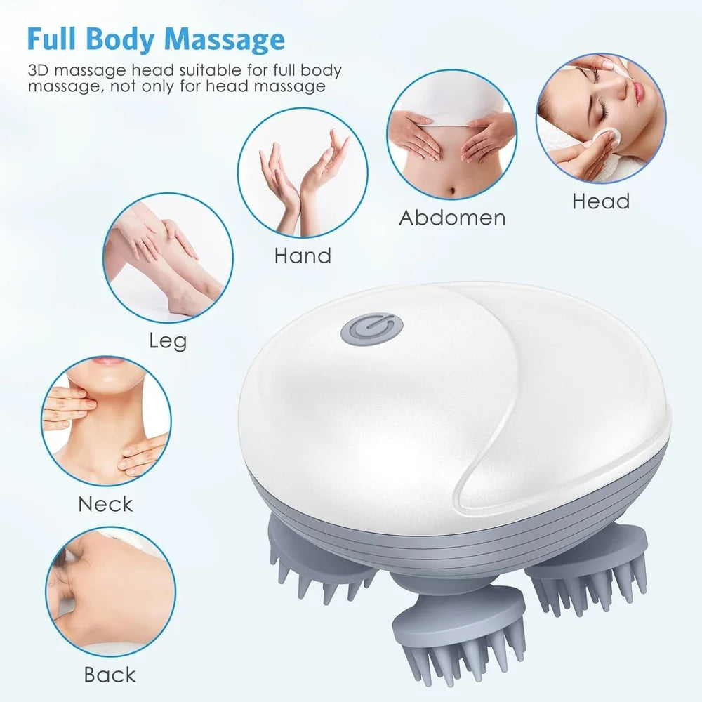 Head Massager Vibrating Machine 4 Heads Electric Head Massager for Scalp and Body