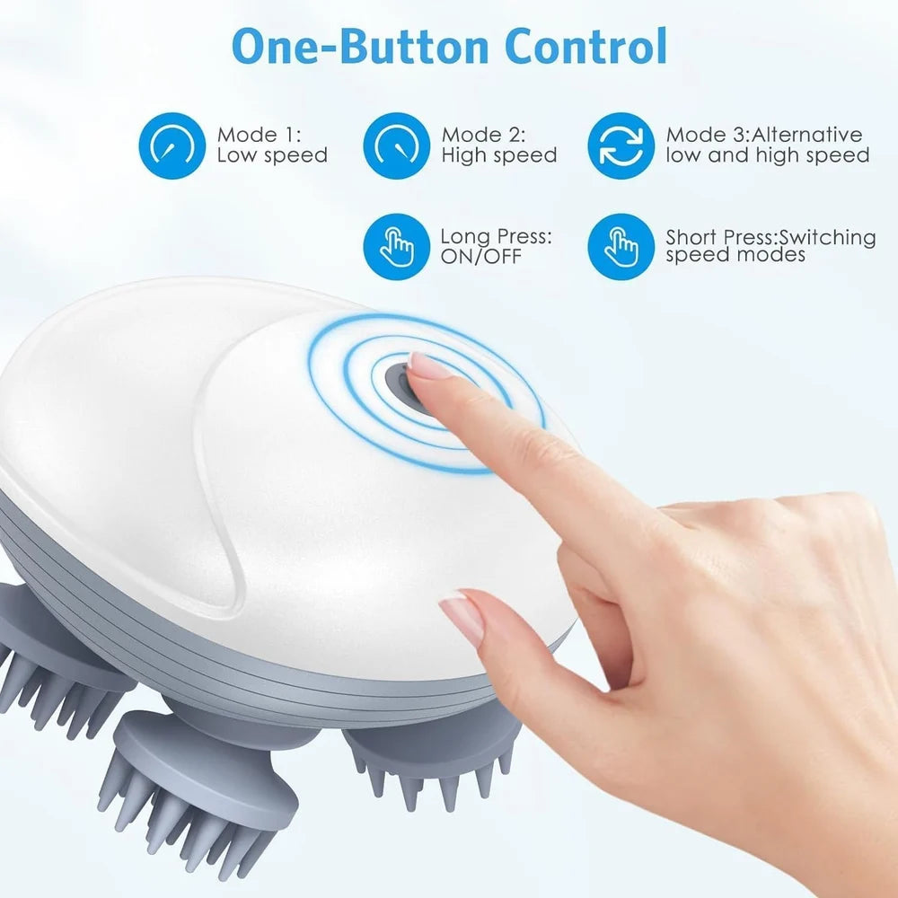 Head Massager Vibrating Machine 4 Heads Electric Head Massager for Scalp and Body