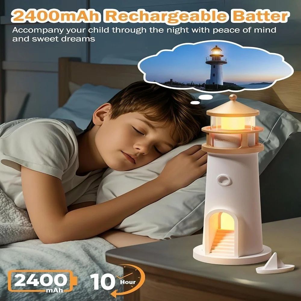 Lighthouse Night Light With Speaker, Projection Lamp